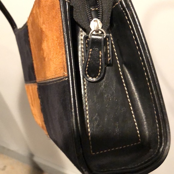 Colorblock Suede Vintage Y2K Baguette Shoulder Bag - Picture 9 of 9